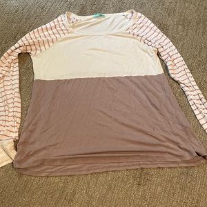 P.S. Kate long sleeve rose stripped colored long sleeve shirt